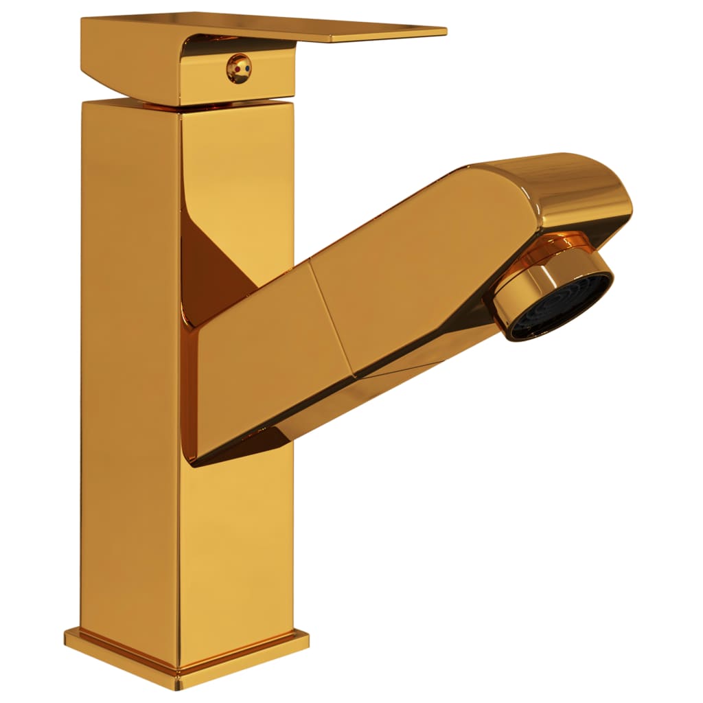 Pull-out bathroom sink faucet, gold, 157x172 mm