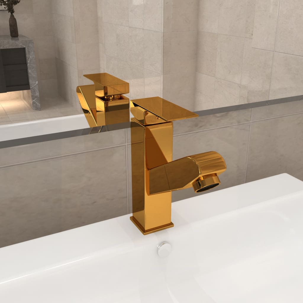 Pull-out bathroom sink faucet, gold, 157x172 mm