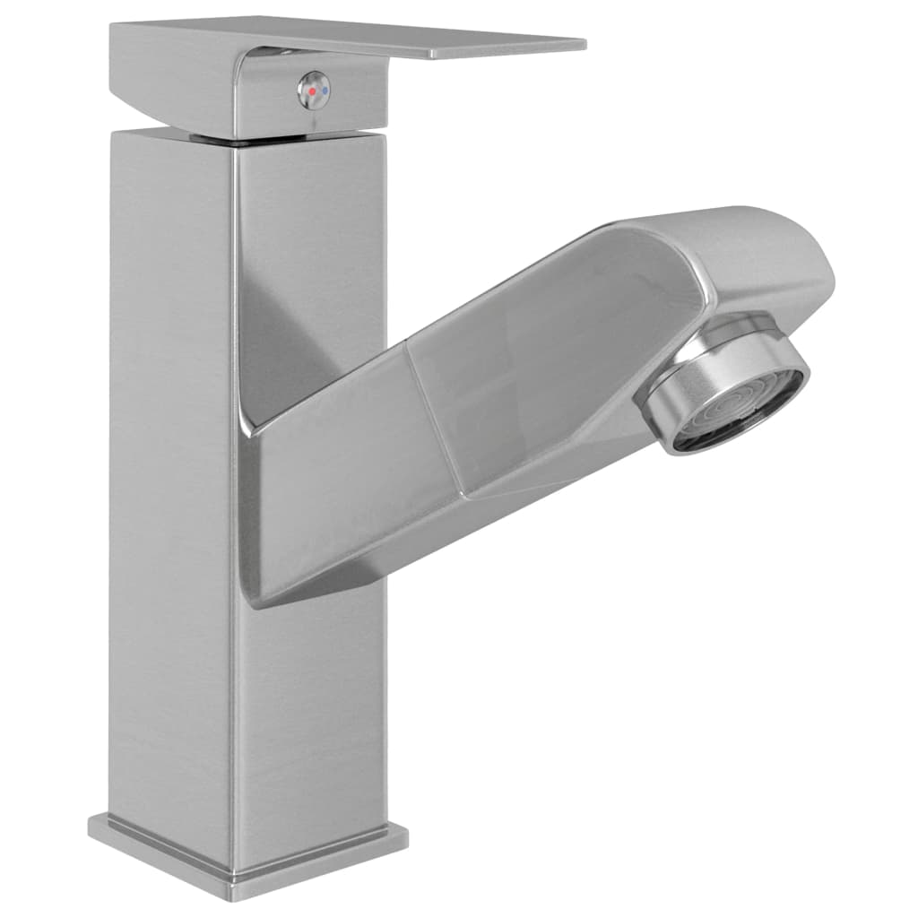 Pull-out bathroom sink faucet, silver, 157x172 mm