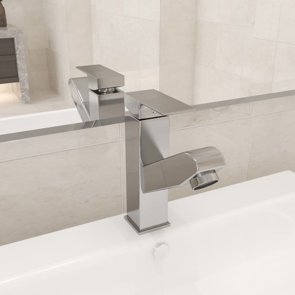 Pull-out bathroom sink faucet, silver, 157x172 mm