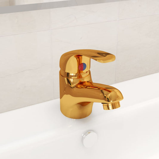 Sink mixer tap, gold, 13x10 cm