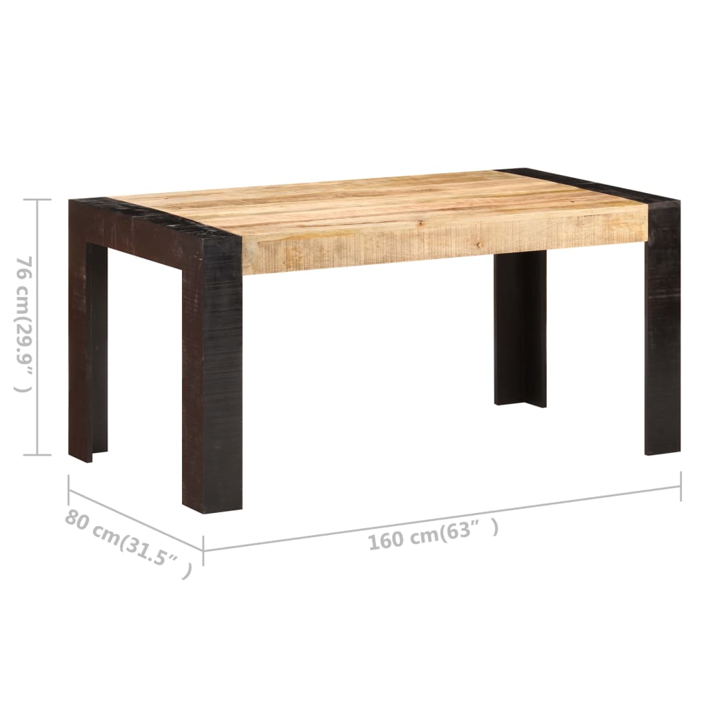 Kitchen table, 160 x 80 x 76 cm, solid mango wood