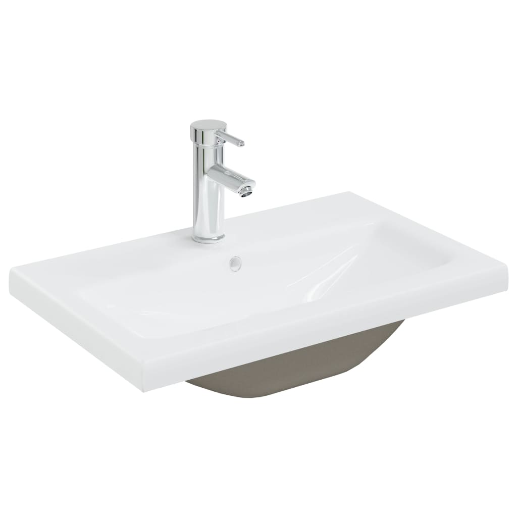 Built-in sink with tap, white, 61x39x18 cm, ceramic