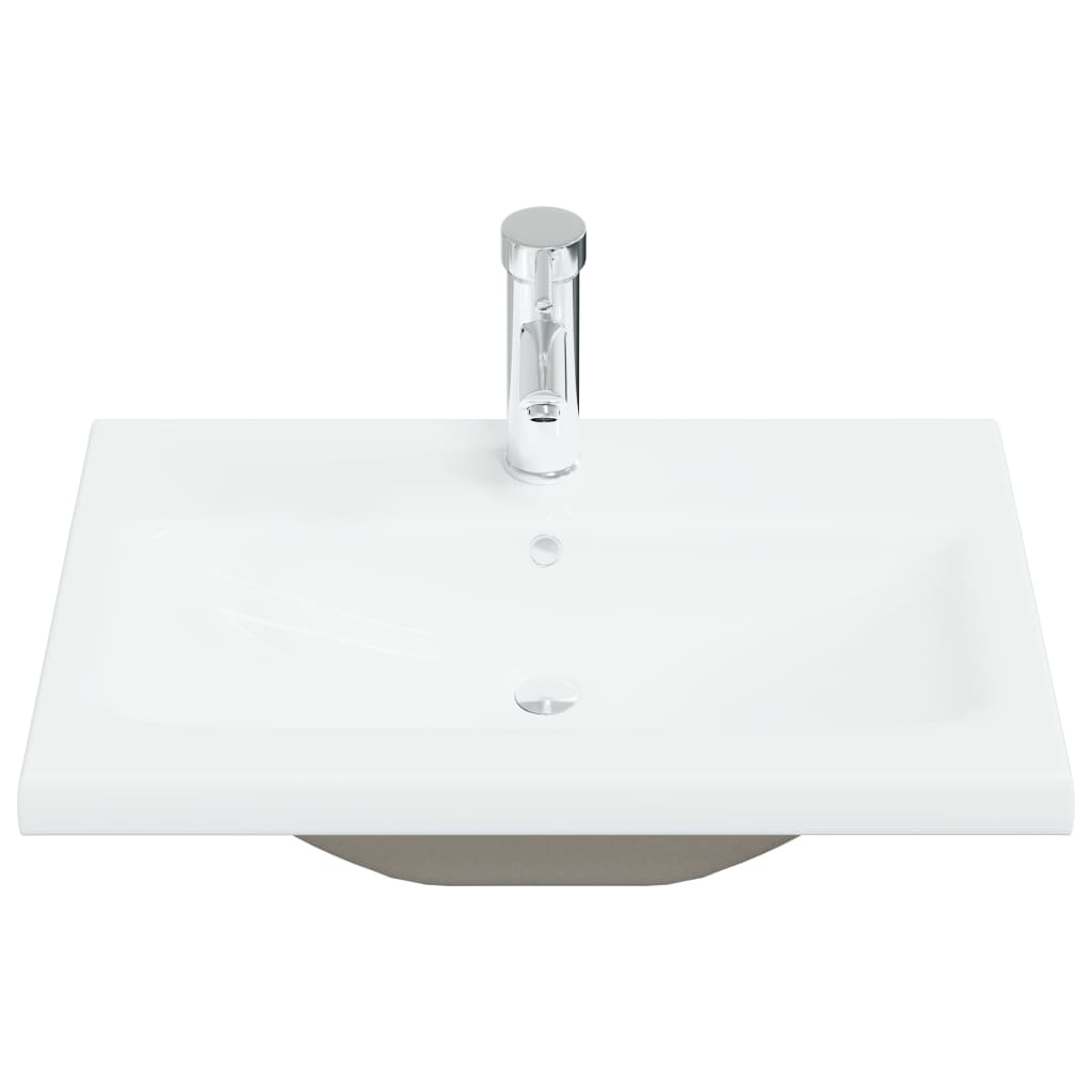 Built-in sink with tap, white, 61x39x18 cm, ceramic