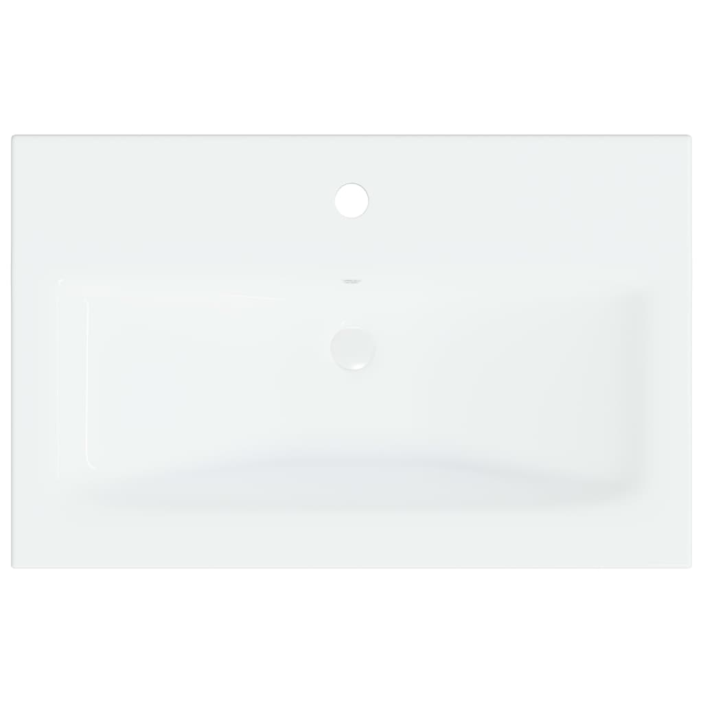 Built-in sink with tap, white, 61x39x18 cm, ceramic