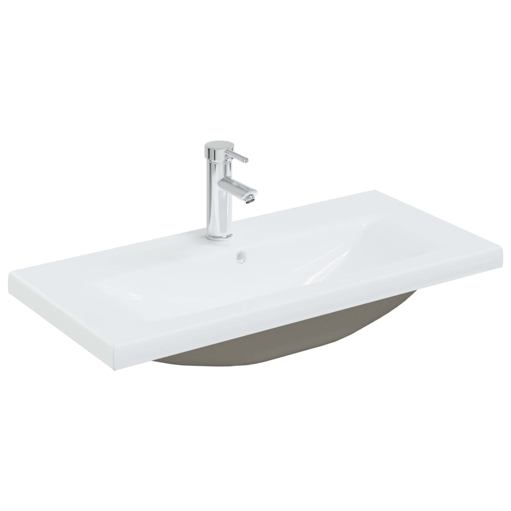 Built-in sink with tap, white, 81x39x18 cm, ceramic