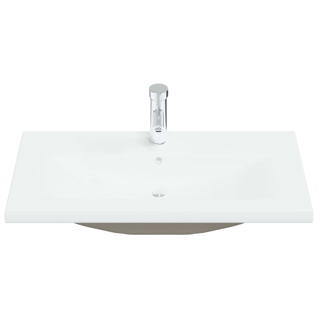 Built-in sink with tap, white, 81x39x18 cm, ceramic