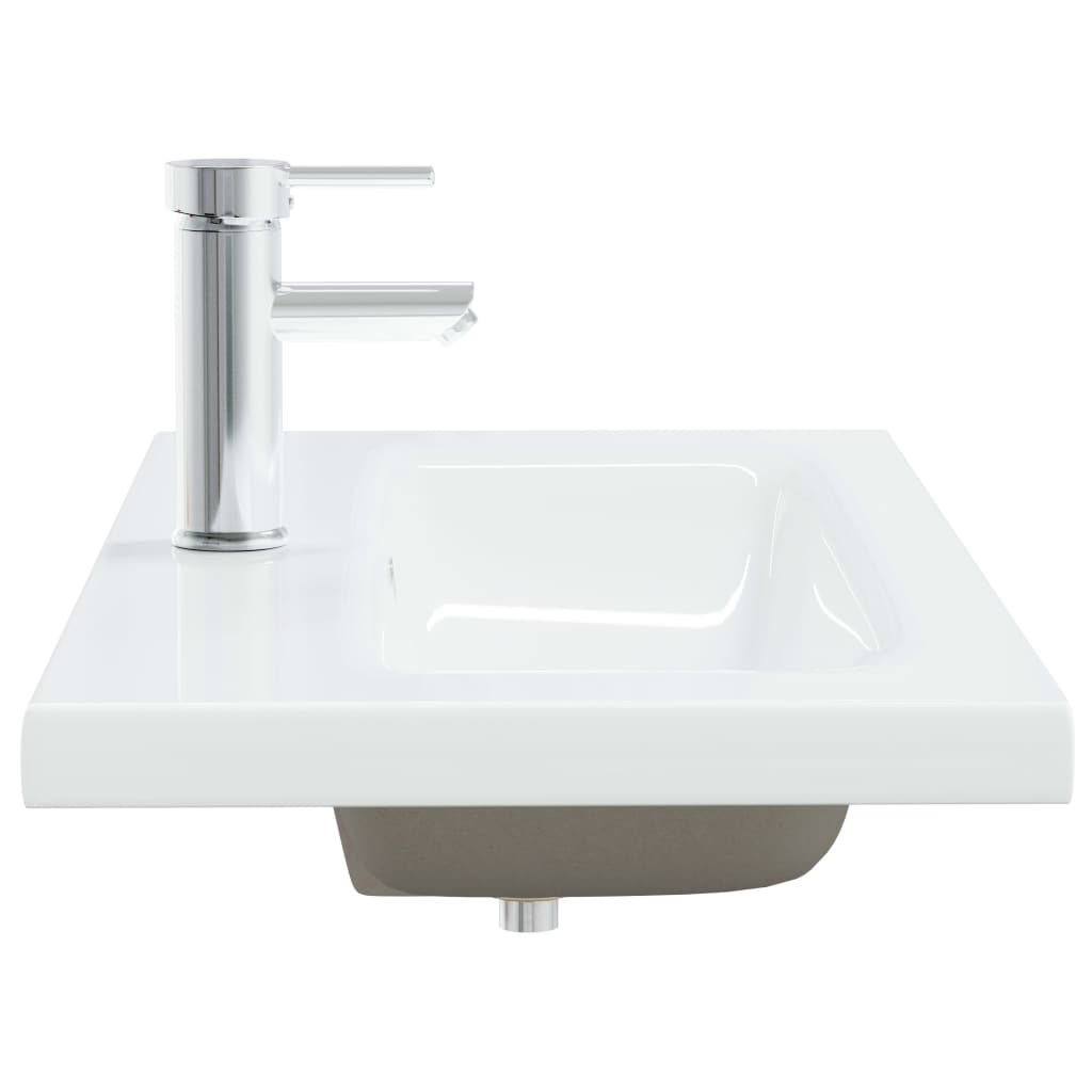 Built-in sink with tap, white, 81x39x18 cm, ceramic