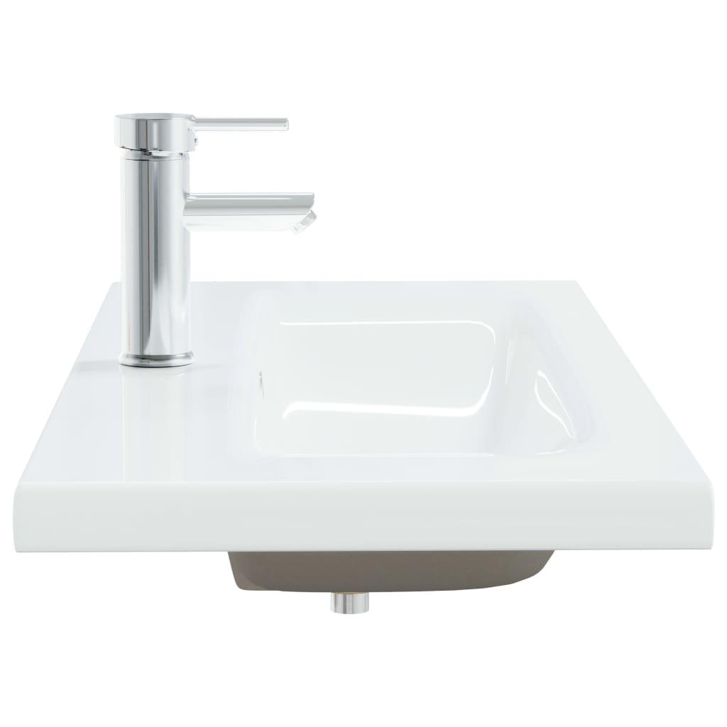 Built-in sink with tap, white, 91x39x18 cm, ceramic