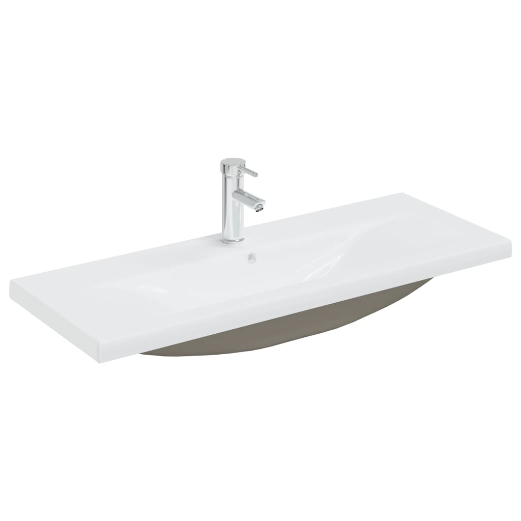 Built-in sink with tap, white, 101x39x18 cm, ceramic