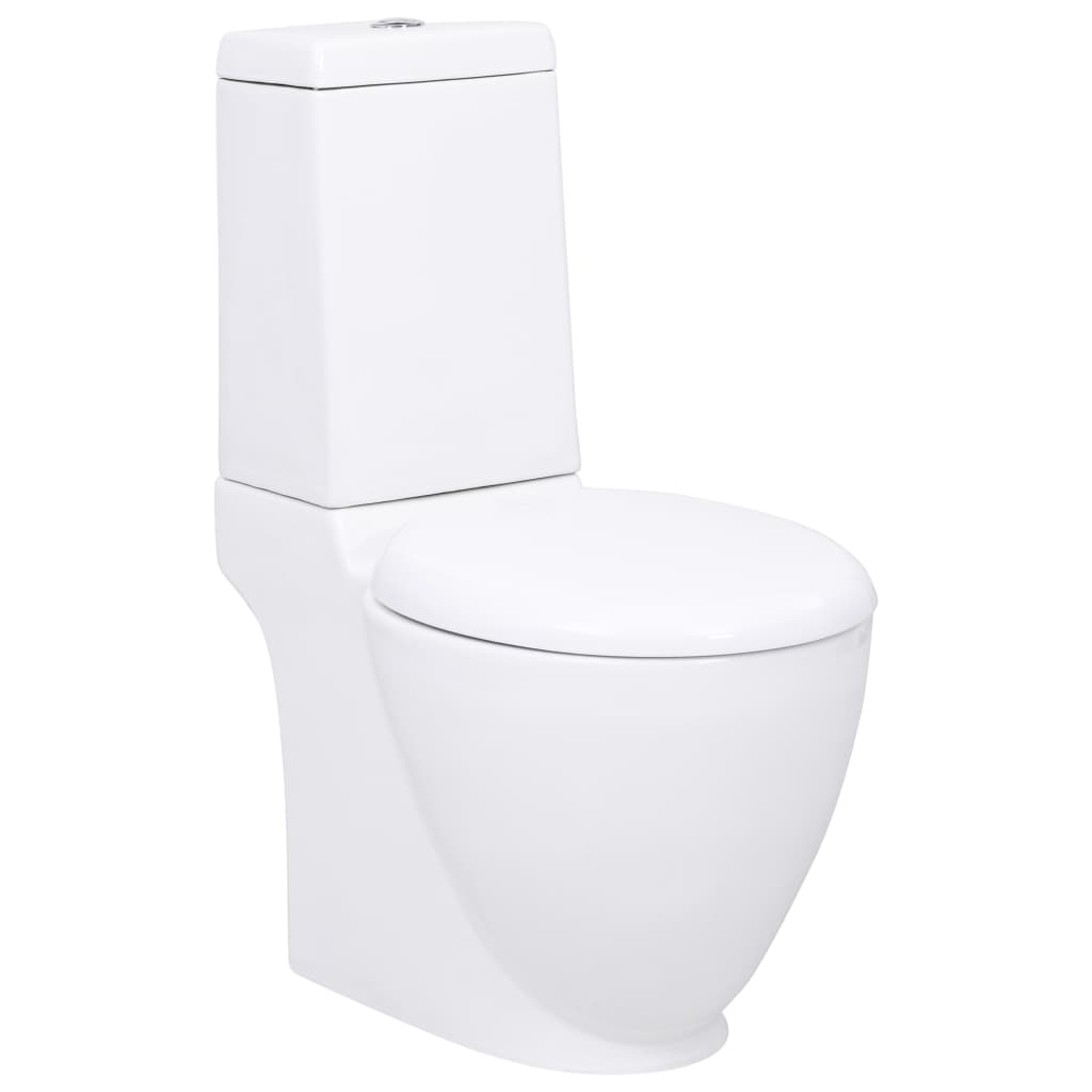 Bathroom toilet bowl, white, ceramic, round, bottom flush