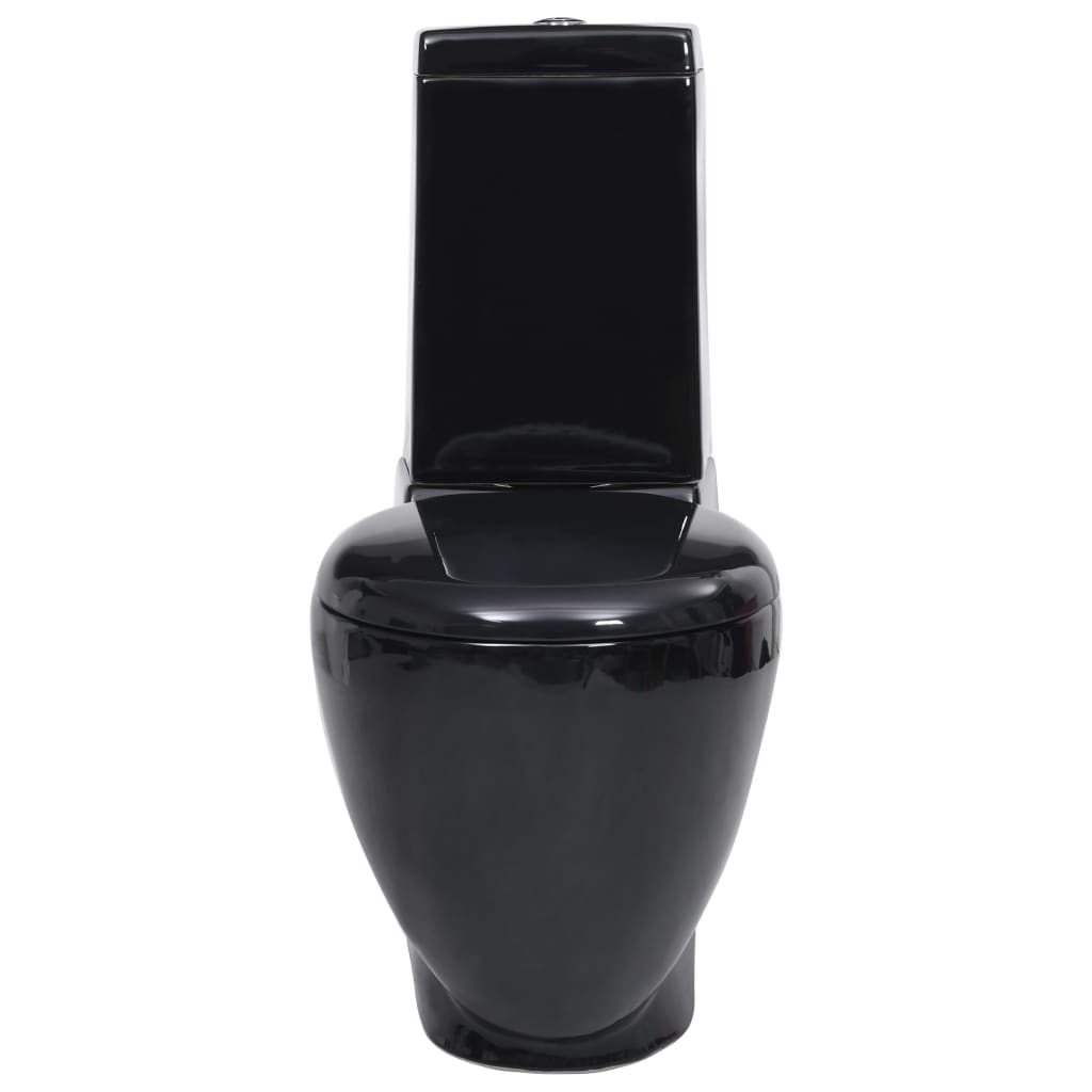 Bathroom toilet bowl, black, ceramic, round, bottom flush