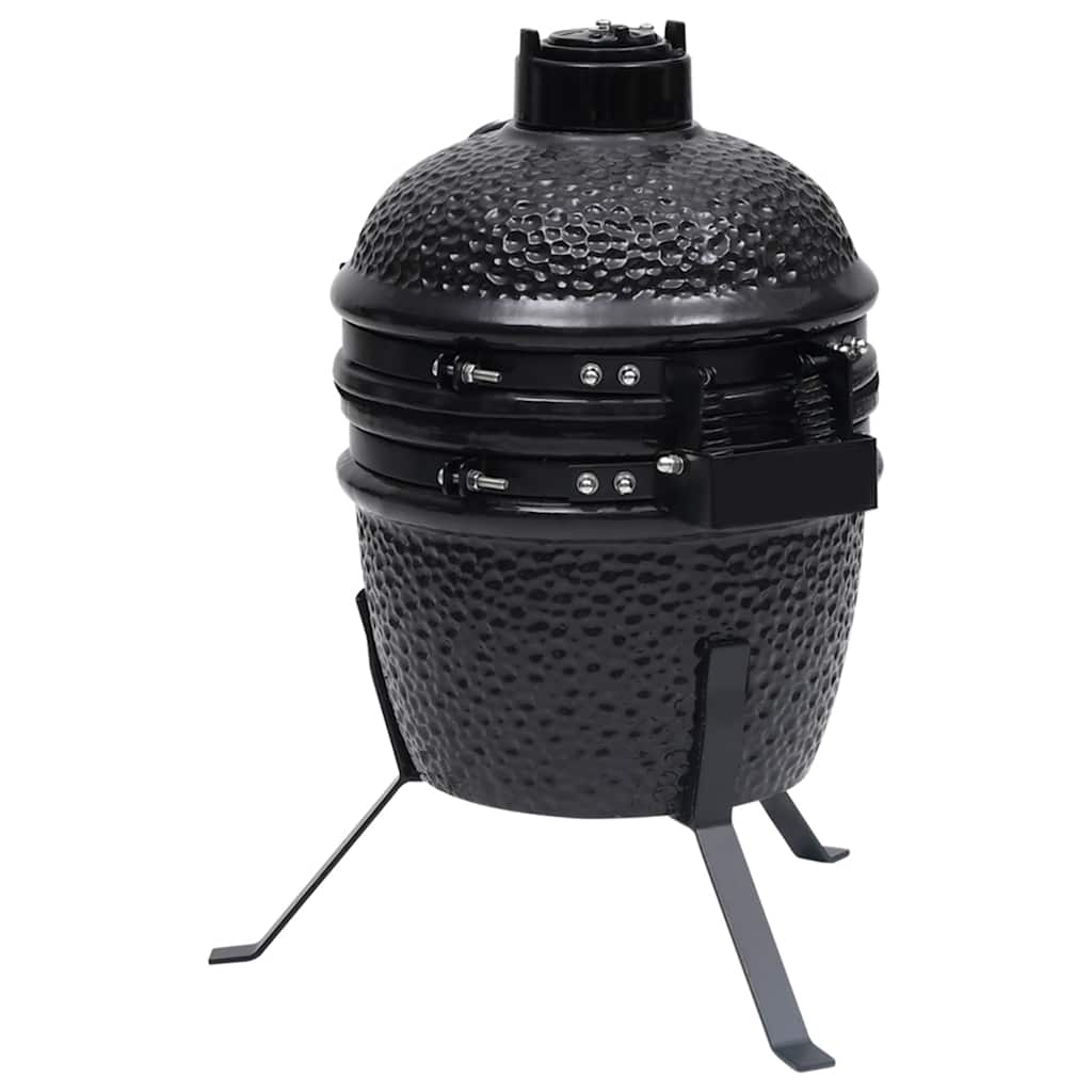 Grătar cu afumătoare 2-în-1 Kamado, negru, 56 cm, ceramică