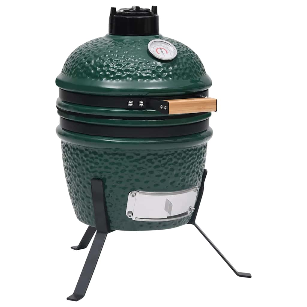 Grătar cu afumătoare 2-în-1 Kamado, verde, 56 cm, ceramică