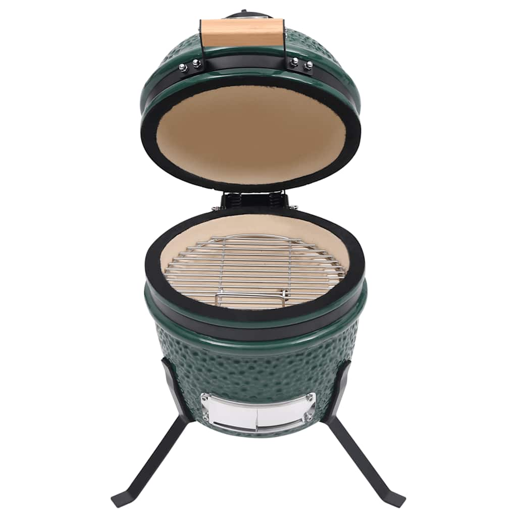 Grătar cu afumătoare 2-în-1 Kamado, verde, 56 cm, ceramică