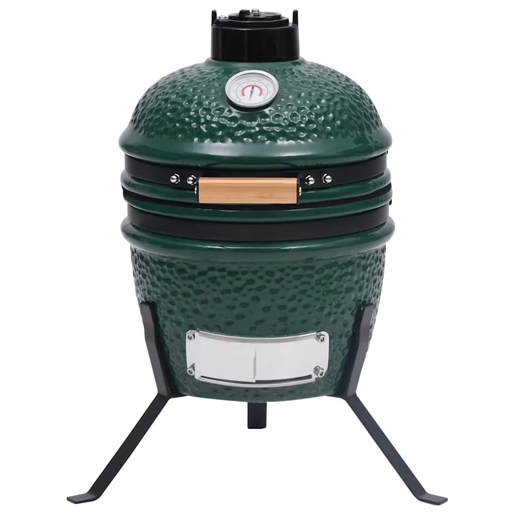 Grătar cu afumătoare 2-în-1 Kamado, verde, 56 cm, ceramică