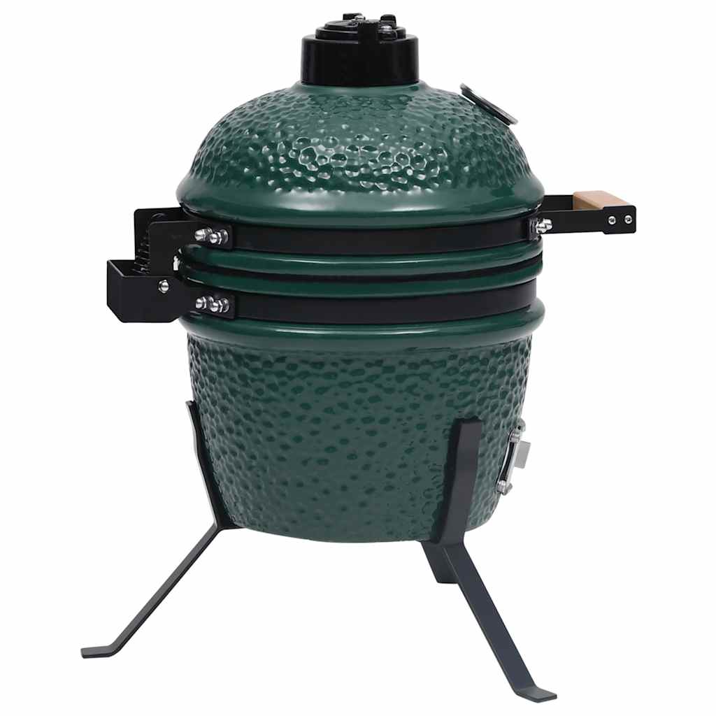 Grătar cu afumătoare 2-în-1 Kamado, verde, 56 cm, ceramică