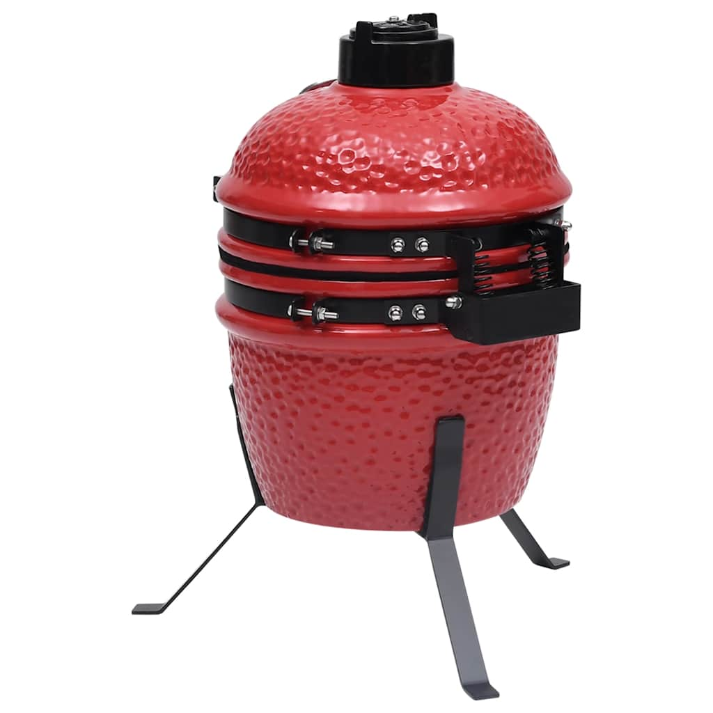 Grătar cu afumătoare 2-în-1 Kamado, roșu, 56 cm, ceramică