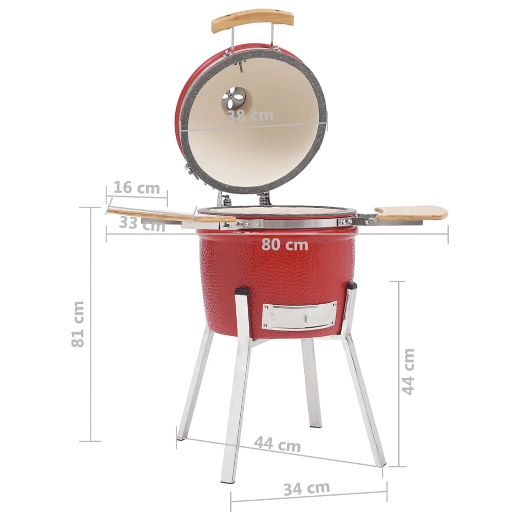 Grătar cu afumătoare Kamado, ceramică, 81 cm