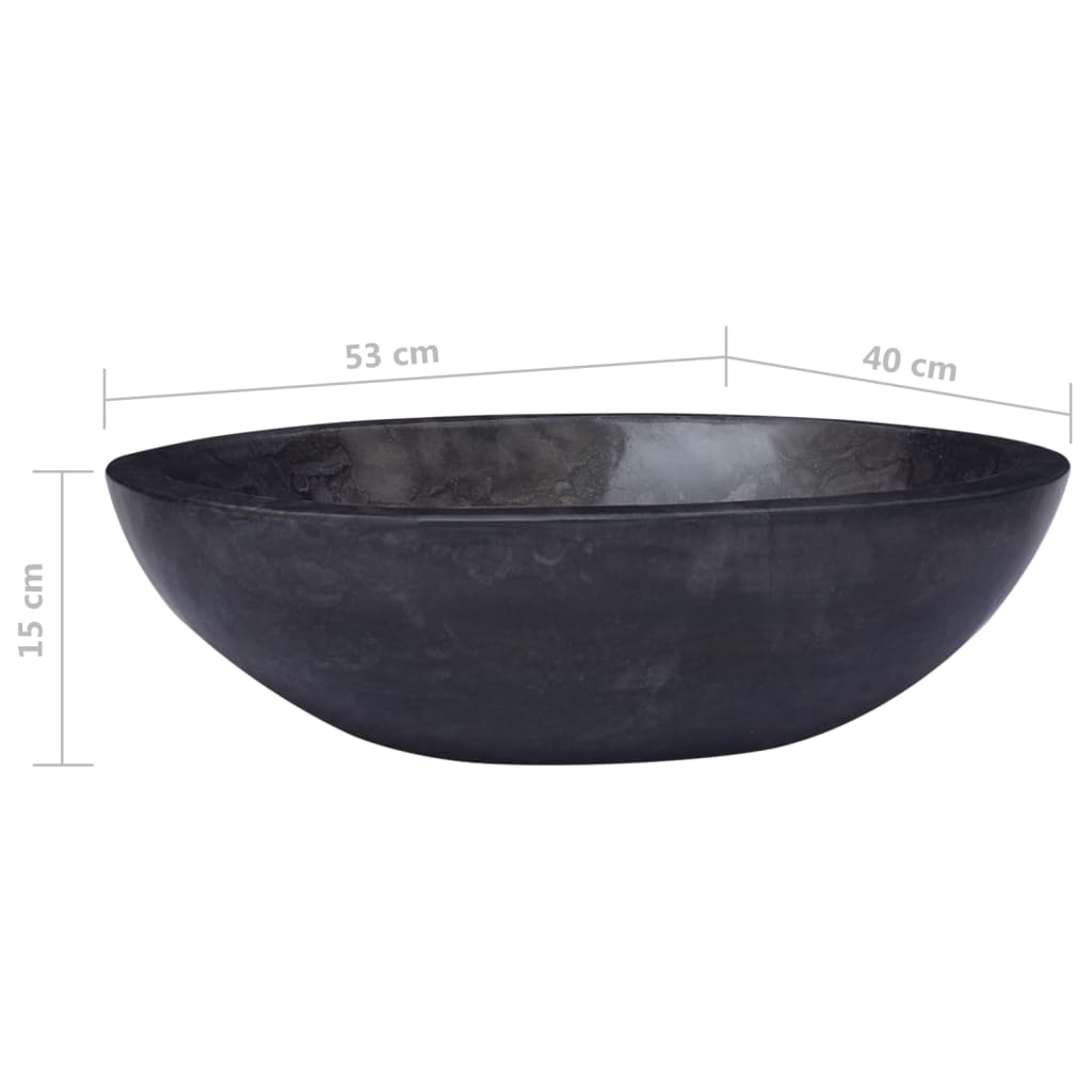 Sink, black, 53x40x15 cm, marble