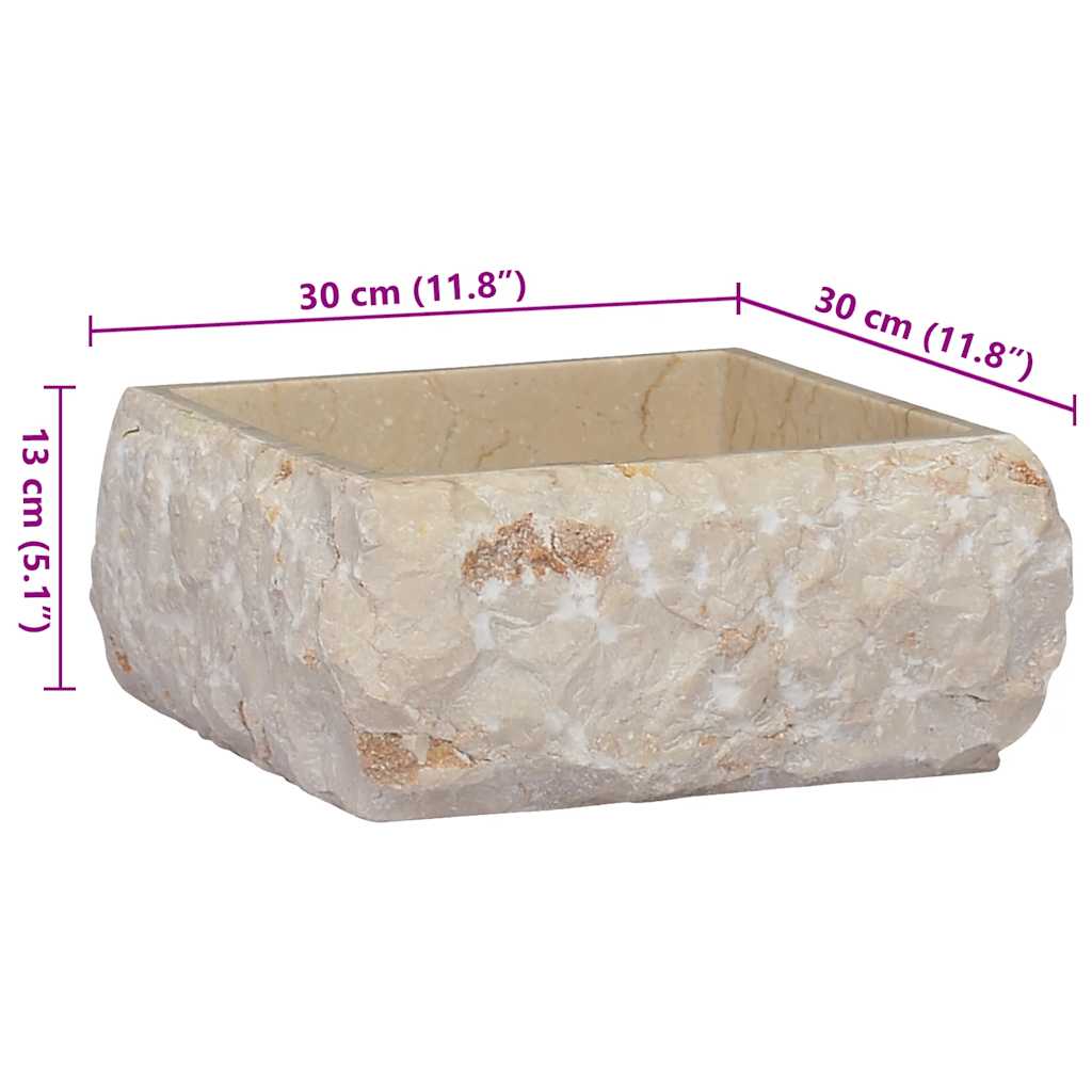 Sink, cream, 30x30x13 cm, marble