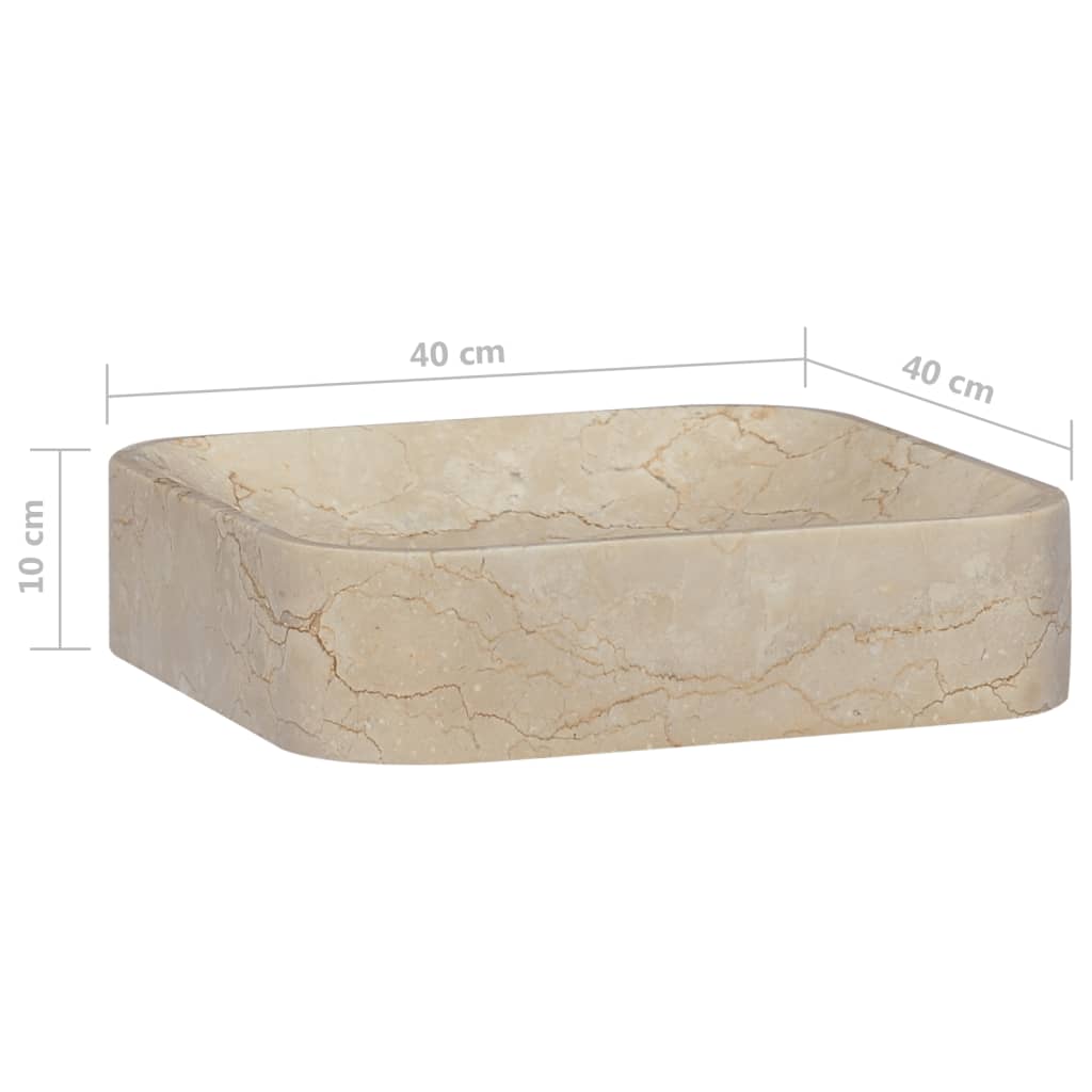 Sink, cream, 40x40x10 cm, marble