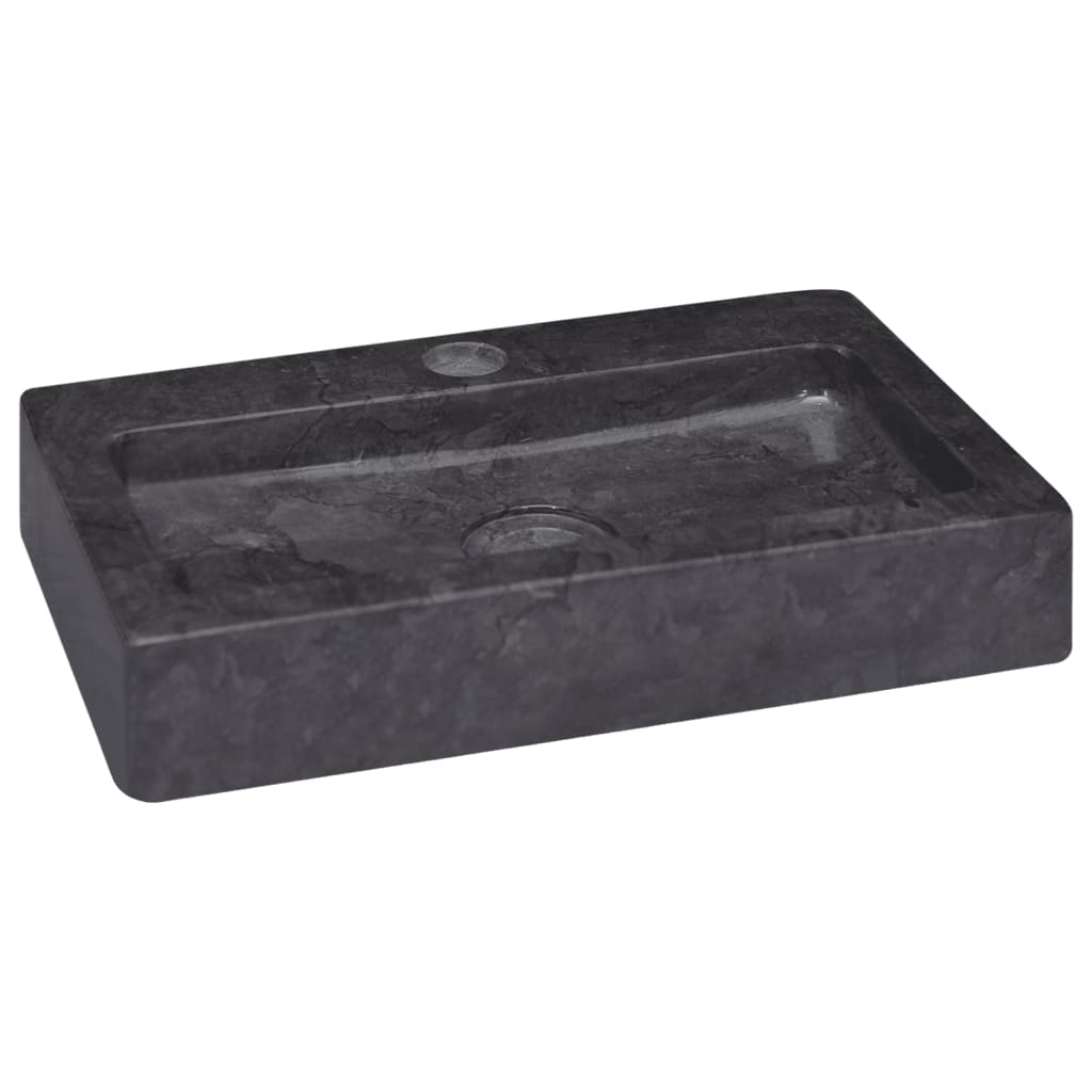 Wall-mounted sink, black, 38x24x6.5 cm, marble