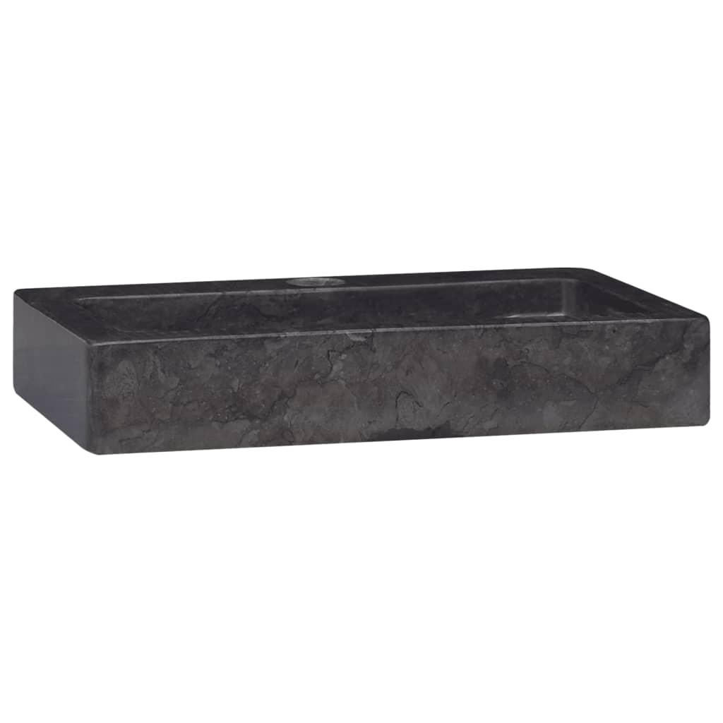 Wall-mounted sink, black, 38x24x6.5 cm, marble