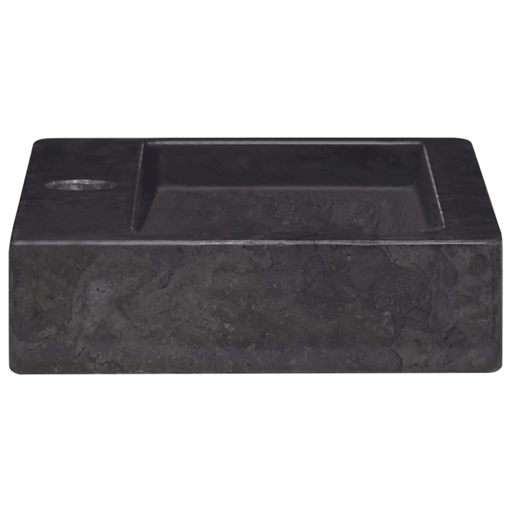 Wall-mounted sink, black, 38x24x6.5 cm, marble