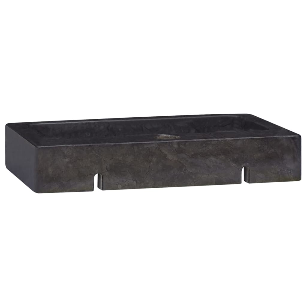 Wall-mounted sink, black, 38x24x6.5 cm, marble