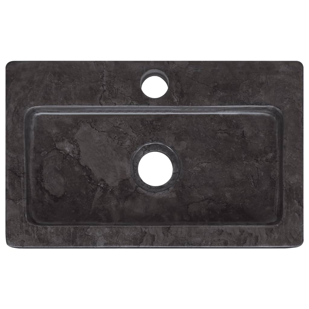 Wall-mounted sink, black, 38x24x6.5 cm, marble