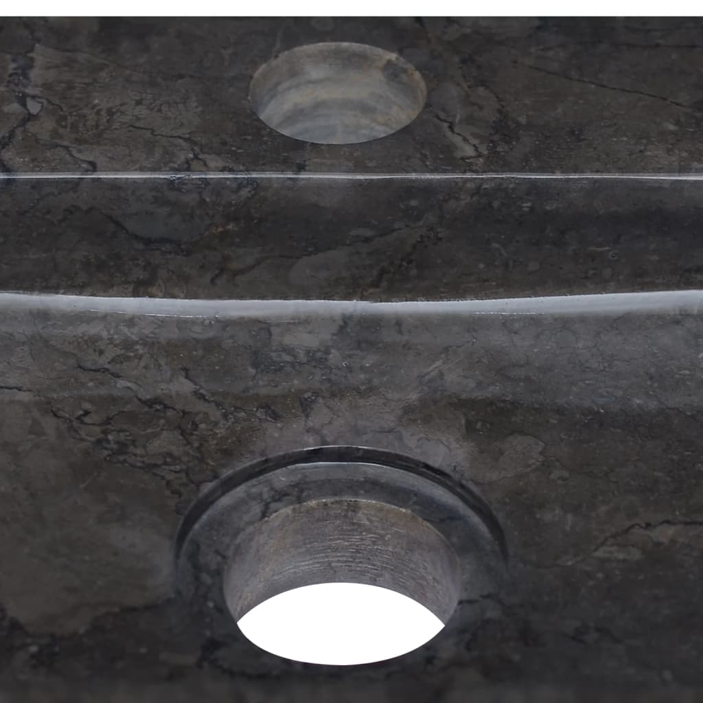 Wall-mounted sink, black, 38x24x6.5 cm, marble