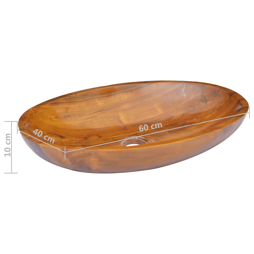 Sink, 60x40x10 cm, solid teak wood