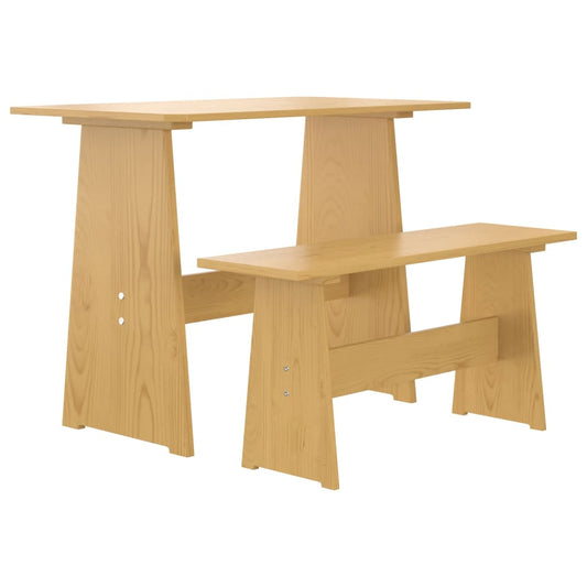 Kitchen table with bench "REINE", honey brown, solid pine wood