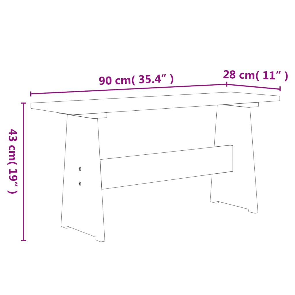 Kitchen table with bench "REINE", honey brown, solid pine wood