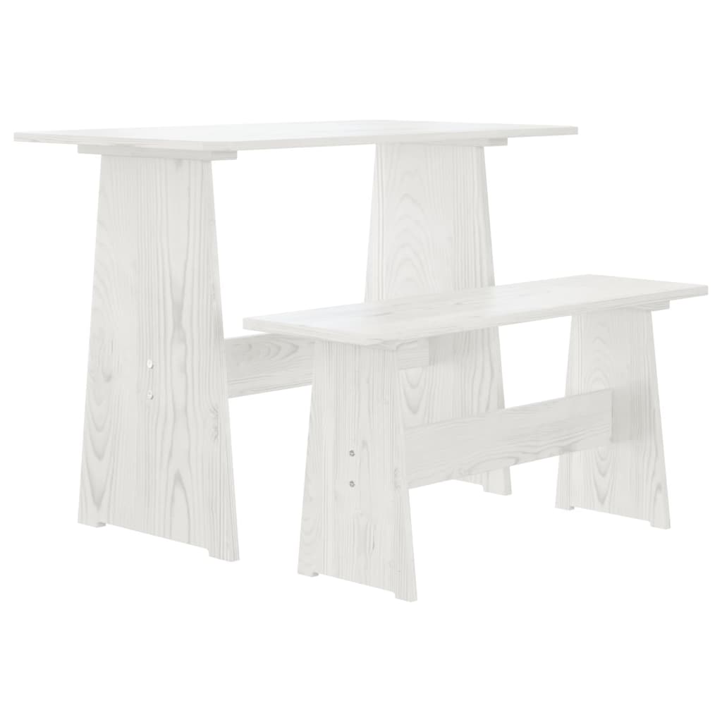 Kitchen table with bench "REINE", white, solid pine wood