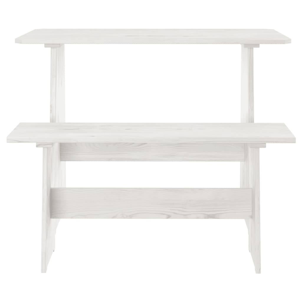 Kitchen table with bench "REINE", white, solid pine wood