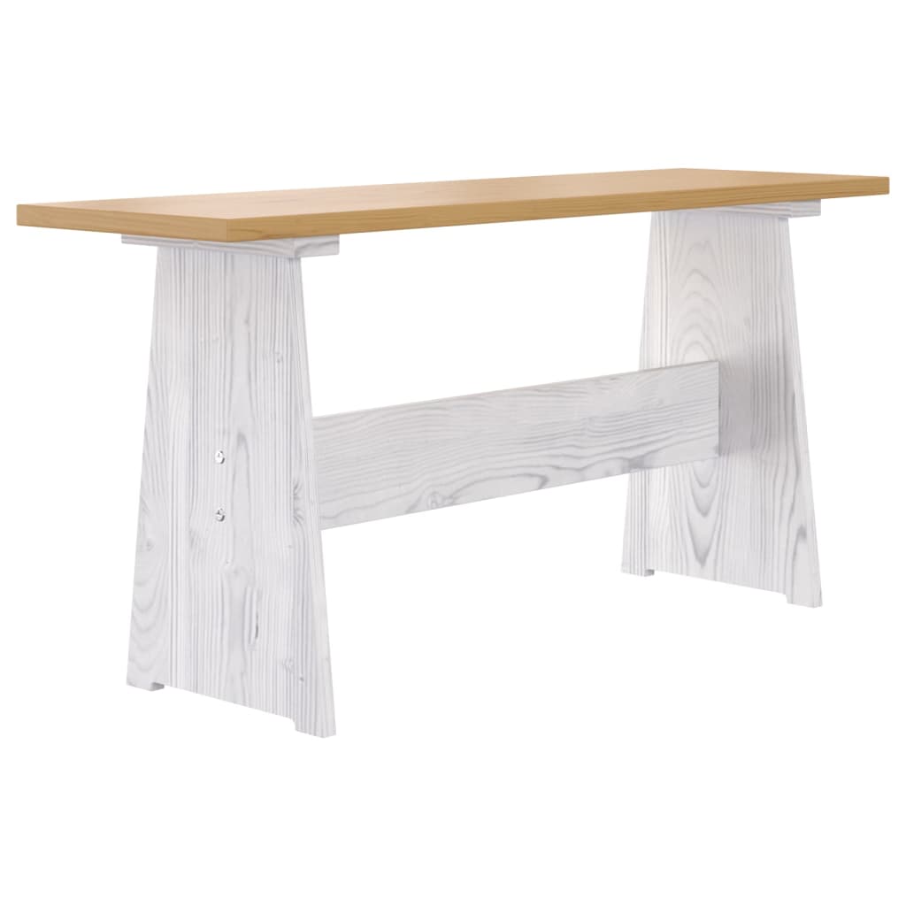 Kitchen table with bench "REINE", honey brown and white, pine wood