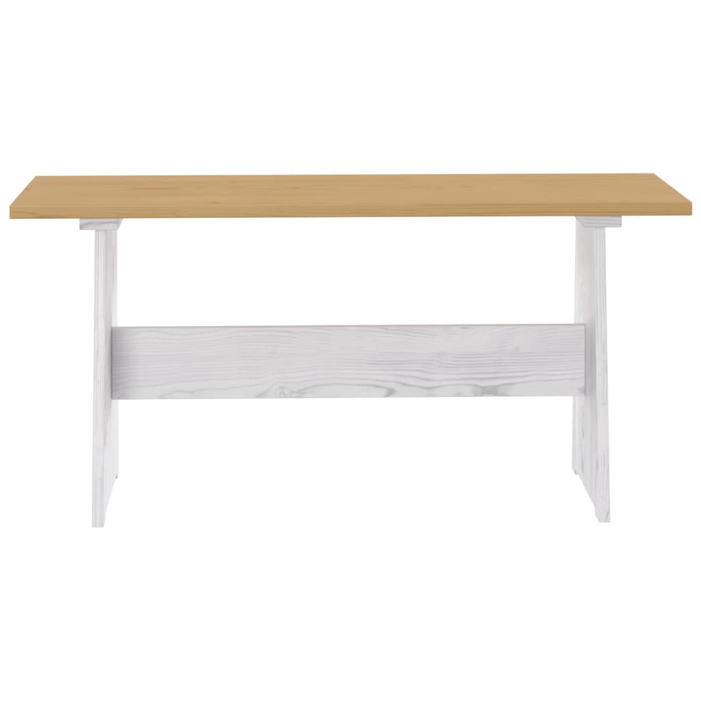 Kitchen table with bench "REINE", honey brown and white, pine wood