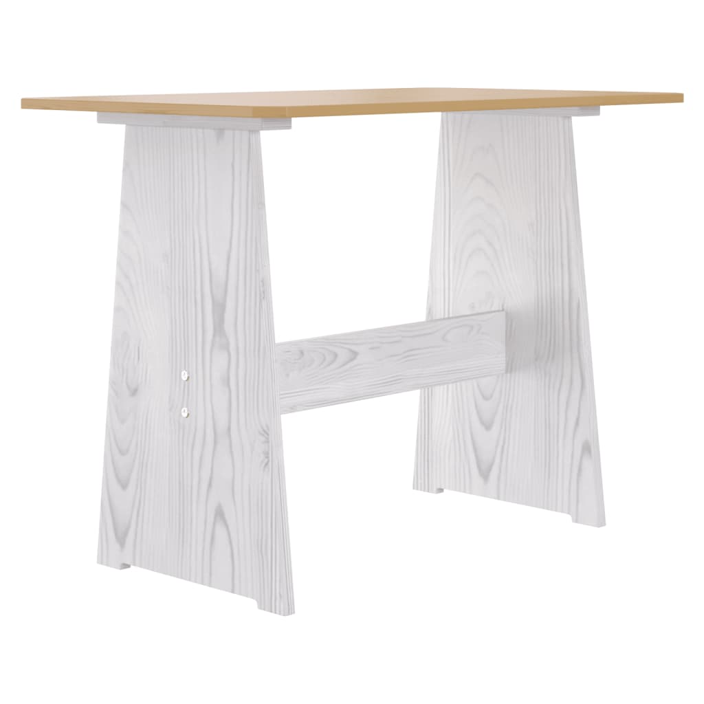 Kitchen table with bench "REINE", honey brown and white, pine wood