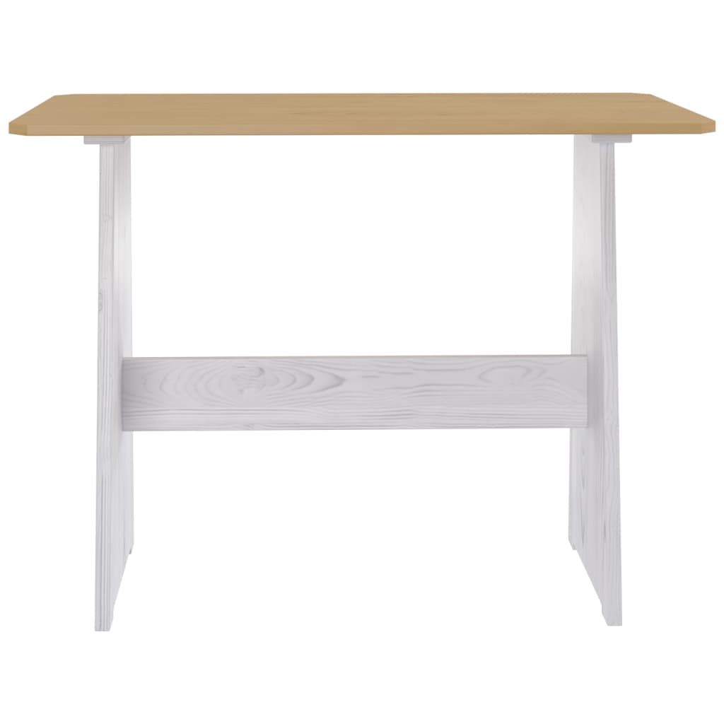 Kitchen table with bench "REINE", honey brown and white, pine wood