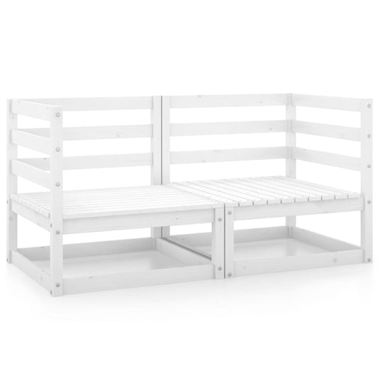 Garden corner sofas, 2 pcs., white, solid pine wood