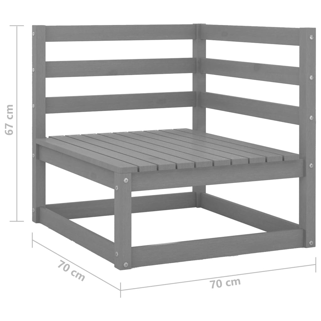 Garden corner sofas, 2 pcs., grey, solid pine wood