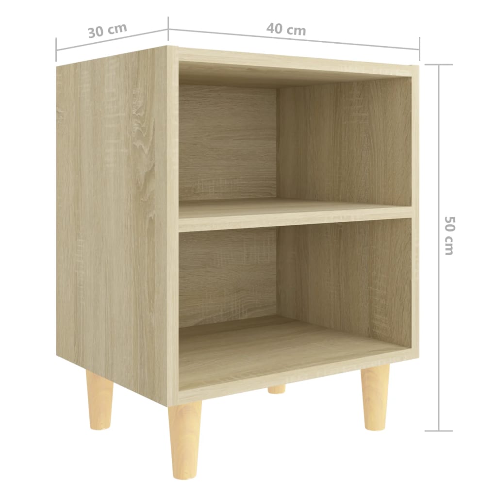 Solid wood bedside tables 2 pcs., sonoma oak, 40x30x50 cm