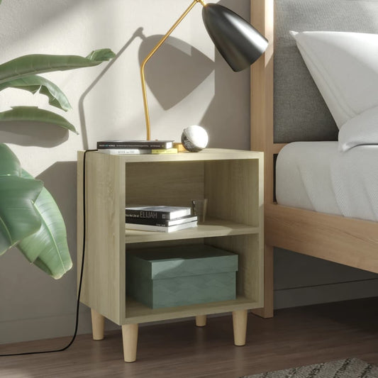 Solid wood bedside tables 2 pcs., sonoma oak, 40x30x50 cm