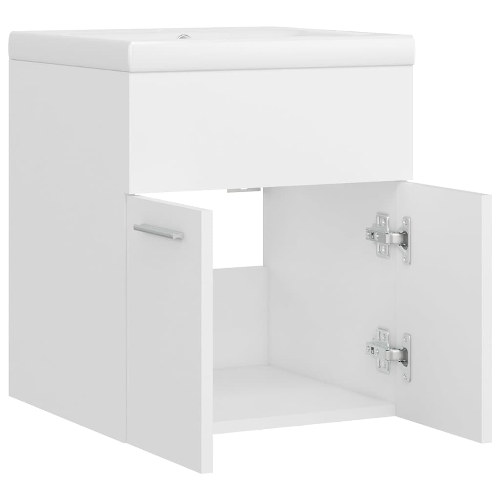 Cabinet with built-in sink, white, engineered wood