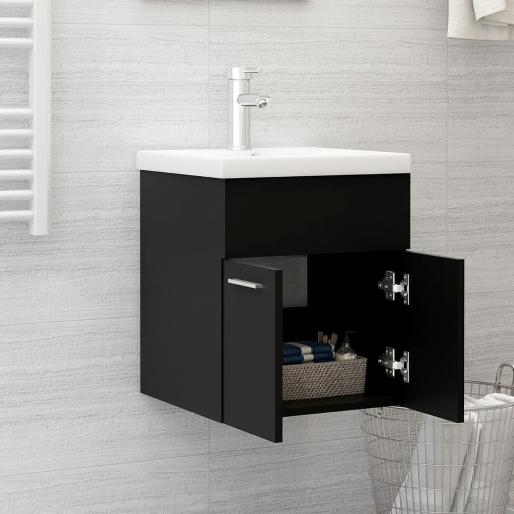 Cabinet with built-in sink, white, engineered wood