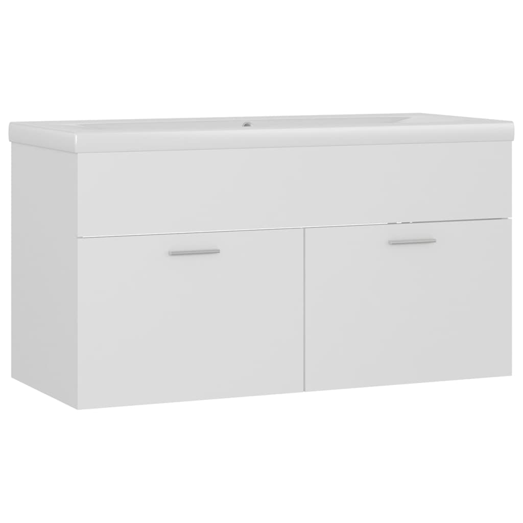 Cabinet with built-in sink, white, engineered wood