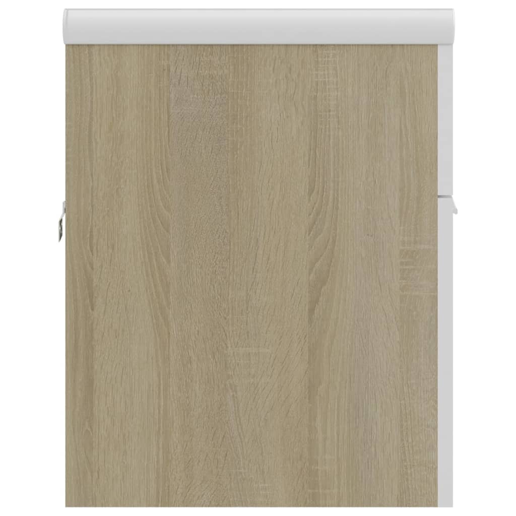 Cabinet with built-in sink white/sonoma oak, engineered wood