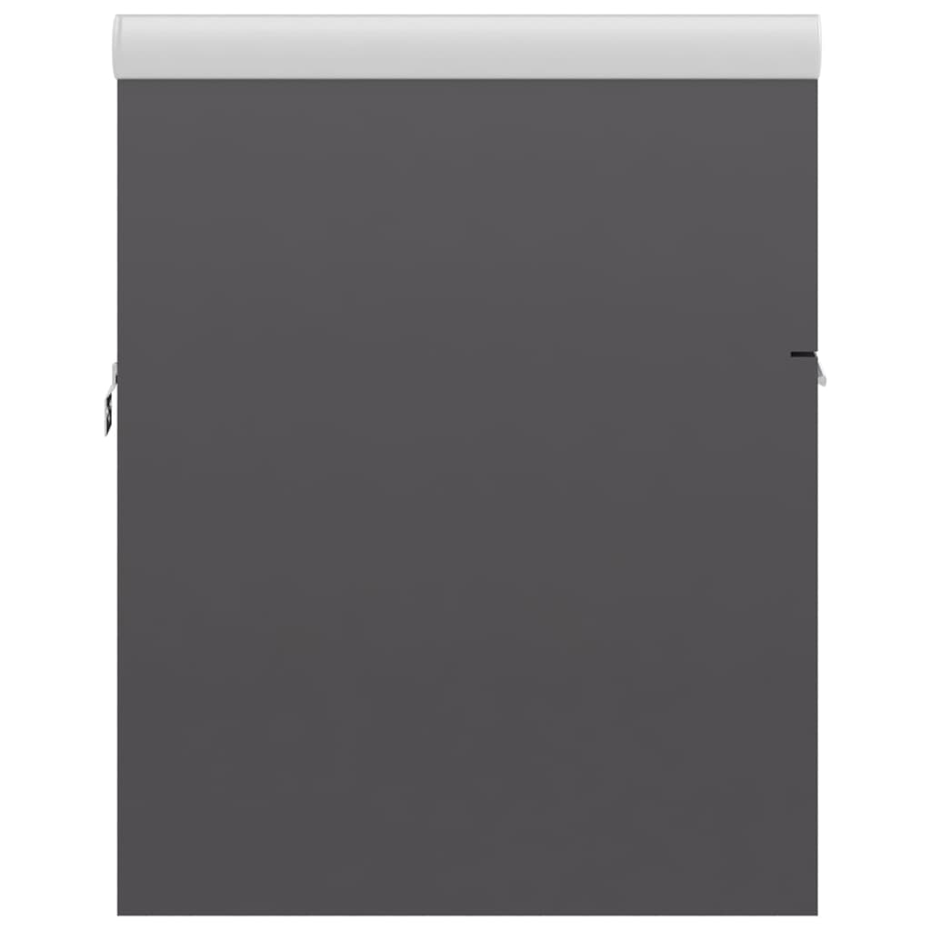 Cabinet with built-in sink, high-gloss grey, engineered wood